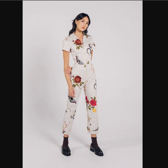 LENNI the Label Xeno Jumpsuit Romper - Beige Medium US 6 - Picture 1 of 8